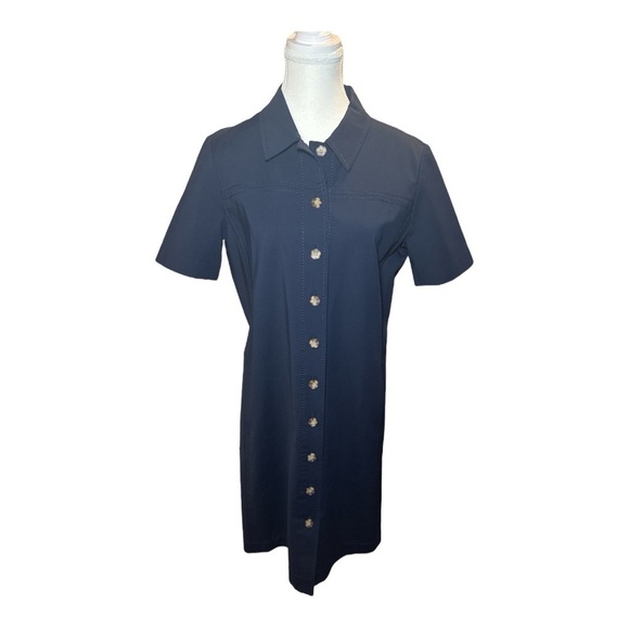 Lafayette 148 New York Kylie Short-Sleeve Navy Shirt Dress Sz 10 Classic Casual - Picture 8 of 13
